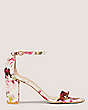 Stuart Weitzman,NEARLYNUDE,Sandal,Floral Printed Jacquard,Pink/Multi,Front View