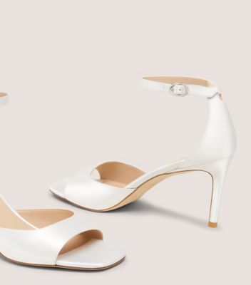 Stuart Weitzman,SANDALE NUDISTIA 75,Sandal,Satin,Blanc,Detailed View