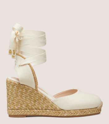 Stuart Weitzman,MARGUERITA WEDGE,Sandal,Canvas & Jute,Natural,Front View