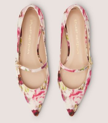Stuart Weitzman,SOULIER PLAT MARY JANE EMILIA,Flat,Jacquard à imprimé floral,Rose/Multi