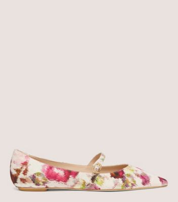 Stuart Weitzman,SOULIER PLAT MARY JANE EMILIA,Flat,Jacquard à imprimé floral,Rose/Multi,Front View