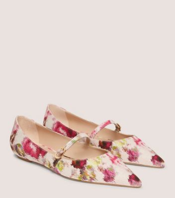 Stuart Weitzman,SOULIER PLAT MARY JANE EMILIA,Flat,Jacquard à imprimé floral,Rose/Multi