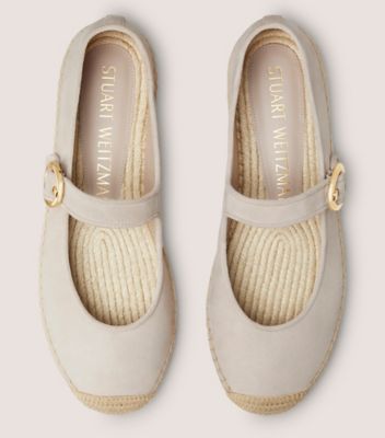 Stuart Weitzman,BENNI ESPADRILLE FLAT,Suede,Flats,Espadrilles,Casual,Cream,Top View