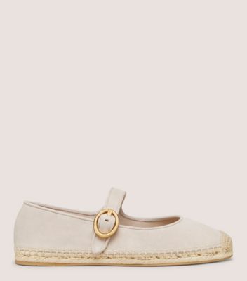 Stuart Weitzman,BENNI ESPADRILLE FLAT,Suede,Flats,Espadrilles,Casual,Cream,Front View