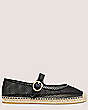 Stuart Weitzman,BENNI ESPADRILLE FLAT,Flat,Mesh & Lacquered Nappa Leather,Black,Front View