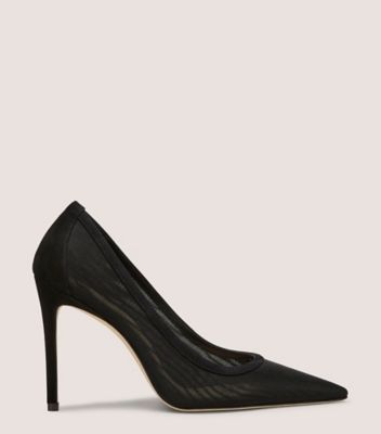 Stuart Weitzman,STUART 100 PUMP,Pump,Mesh & Suede,Black,Front View