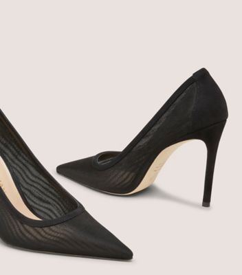 Stuart Weitzman,STUART 100 PUMP,Rubber,Leather,Mesh,Suede,Pumps,Mixed Media,Cocktail,Black,Detailed View