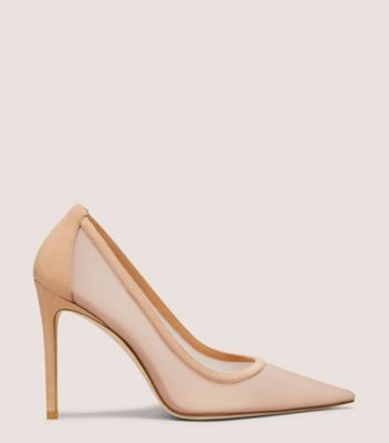 Stuart Weitzman,STUART 100 PUMP,Pump,Mesh & Suede,Ginger,Front View