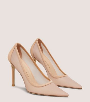 Stuart Weitzman,STUART 100 PUMP,Pump,Mesh & Suede,Ginger,Angle View