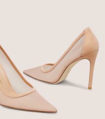 Stuart Weitzman,STUART 100 PUMP,Rubber,Leather,Mesh,Suede,Pumps,Mixed Media,Cocktail,Beige,Detailed View