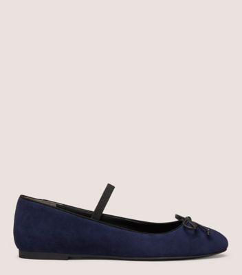 Shop Stuart Weitzman Gabby Bow Ballet Flat The Sw Outlet In Navy Blue & Black