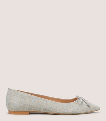 Stuart Weitzman,GABBY BOW POINTED FLAT,Linen,Leather,Rubber,Flats,Bow,Casual,Multi Color,Front View