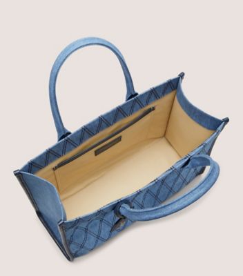 Stuart Weitzman,Tote,Denim double couture,Bleu Denim Délavé,Top View