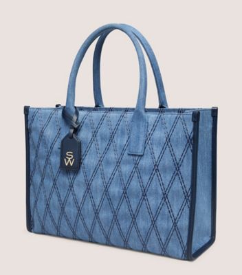 Stuart Weitzman,Tote,Denim double couture,Bleu Denim Délavé,Side View