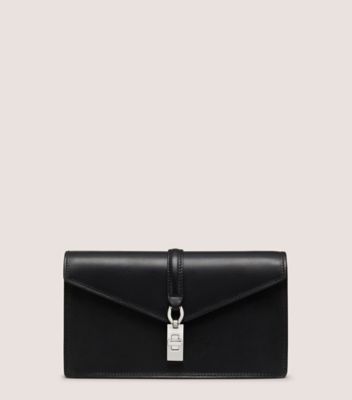 Stuart Weitzman,POCHETTE MILAN LOVELETTER,Clutch,Cuir lisse,Noir,Front View