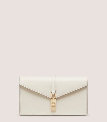 Stuart Weitzman,MILAN LOVELETTER CLUTCH,Clutch,Smooth Leather,Oat,Front View