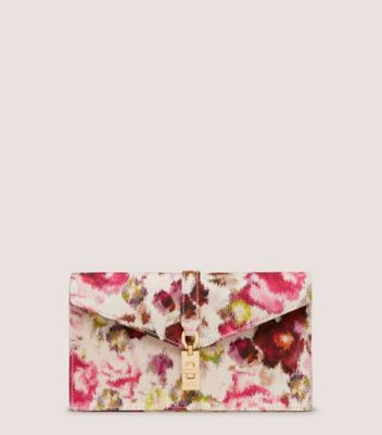 Stuart Weitzman,MILAN LOVELETTER CLUTCH,Clutch,Floral Printed Jacquard,Pink/Multi,Front View