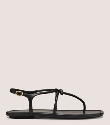 Stuart Weitzman,TULLY SANDAL,Sandal,Lacquered Nappa Leather,Black,Front View
