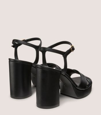 Stuart Weitzman,DAYNA PLATFORM SANDAL,Leather,Sandals,Day Party,Black,Back View