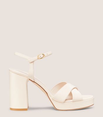 Stuart Weitzman,DAYNA PLATFORM SANDAL,Sandal,Smooth Leather,Seashell,Front View