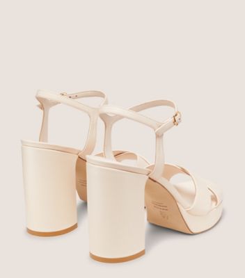 Stuart Weitzman,DAYNA PLATFORM SANDAL,Leather,Sandals,Day Party,Cream,Back View