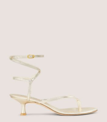 Designer Gold Mid Sandals for Women | Stuart Weitzman
