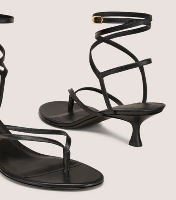 Stuart Weitzman,CABO II SANDAL,Leather,Sandals,Day Party,Black