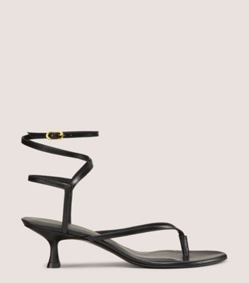 Stuart Weitzman,Sandal,Cuir lisse,Noir