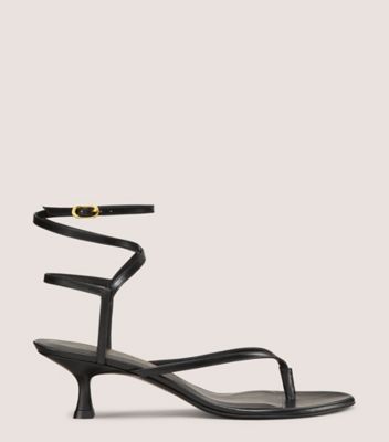Stuart Weitzman,CABO II SANDAL,Sandal,Smooth Leather,Black,Front View
