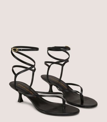 Stuart Weitzman,Sandal,Cuir lisse,Noir,Angle View