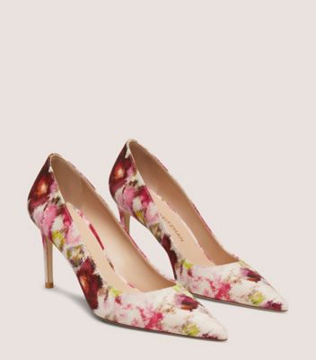 Stuart Weitzman,ESCARPIN STUART 85,Pump,Jacquard à imprimé floral,Rose/Multi,Angle View