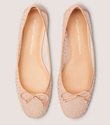 Stuart Weitzman,ARABELLA BALLET FLAT,Flat,Mesh, Crystal & Lacquered Nappa Leather,Ginger,Top View