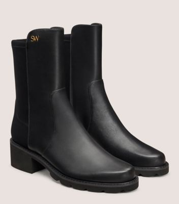 Stuart Weitzman,ALINA CITY BOOTIE,Nappa Leather,Boots,Flexible,Casual,Black