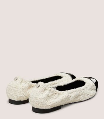 Stuart Weitzman,GABBY BALLET FLAT,Rubber,Ballet Flats,Color Block,Mixed Media,Pull Tab,Day Party,White,Back View