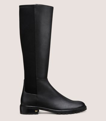 Stuart Weitzman,CITY KNEE-HIGH BOOT,Nappa Leather,Boots,Logo,Metal,Mixed Media,Flexible,Casual,Black,Front View