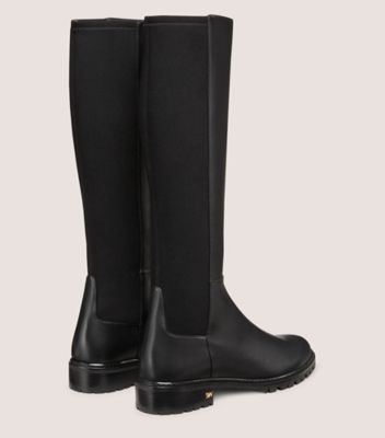 Stuart Weitzman,CITY KNEE-HIGH BOOT,Nappa Leather,Boots,Logo,Metal,Mixed Media,Flexible,Casual,Black,Back View