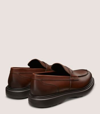 Stuart Weitzman,ALVIN LOAFER,Rubber,Leather,Loafer,Penny Loafer,Cushioned,Business Casual,Brown
