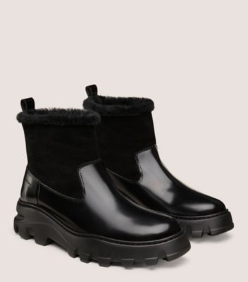 Stuart Weitzman,ALTON BOOT,Rubber,Shearling,Suede,Leather,Winter,Mixed Media,Pull Tab,Traction,Insulated,Outdoor,Casual,Black,Angle View