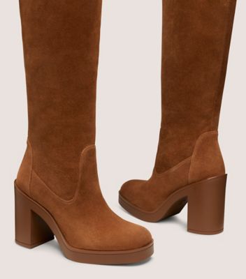 Stuart Weitzman,BETHENNY 80 BOOT,Rubber,Boots,Day Party,Brown,Detailed View