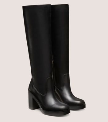 Stuart Weitzman,BETHENNY 80 BOOT,Nappa Leather,Rubber,Boots,Day Party,Black,Angle View