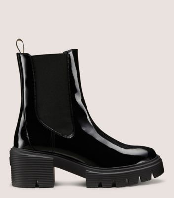 Stuart Weitzman,SOHO CHELSEA BOOTIE,Rubber,Chelsea Boots,Pull Tab,Elastic Gore,Day Party,Black,Front View