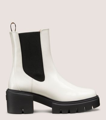 Stuart Weitzman,SOHO CHELSEA BOOTIE,Rubber,Chelsea Boots,Pull Tab,Elastic Gore,Day Party,White,Front View