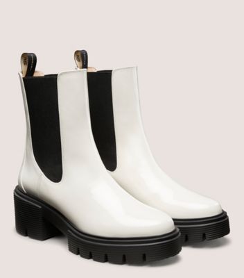 Stuart Weitzman,SOHO CHELSEA BOOTIE,Rubber,Chelsea Boots,Elastic Gore,Pull Tab,Day Party,White