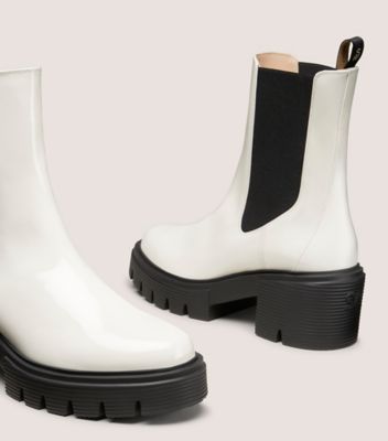 Stuart Weitzman,SOHO CHELSEA BOOTIE,Rubber,Chelsea Boots,Pull Tab,Elastic Gore,Day Party,White,Detailed View