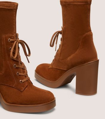 Stuart Weitzman,BOTTINE EVERITT 80,Bootie,Suède sport,Café ton sur ton,Detailed View