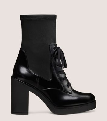 Stuart Weitzman,BOTTINE EVERITT 80,Bootie,Spazzolato et cuir nappa extensible,Noir,Front View