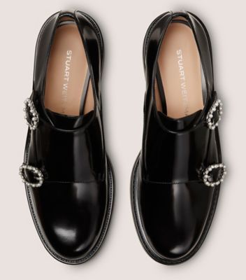 Stuart Weitzman,LEIGHTON MONK STRAP,Black,Top View