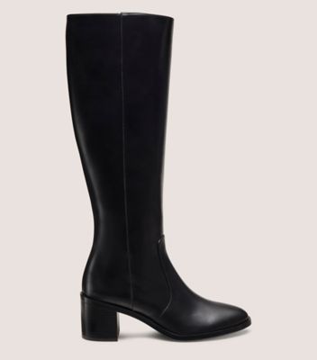 Black suede knee high boots flat best sale