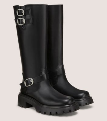 Stuart Weitzman,EMERSON MOTO BOOT,Black,Angle View