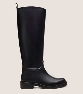 Black stretch pull on knee high boots best sale